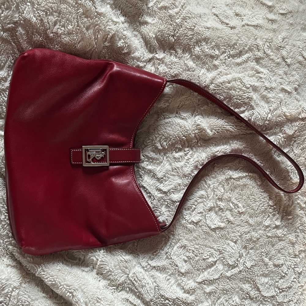 Ralph Lauren Deep Red Leather Shoulder Bag